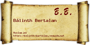 Bálinth Bertalan névjegykártya