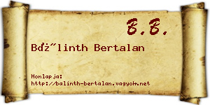 Bálinth Bertalan névjegykártya